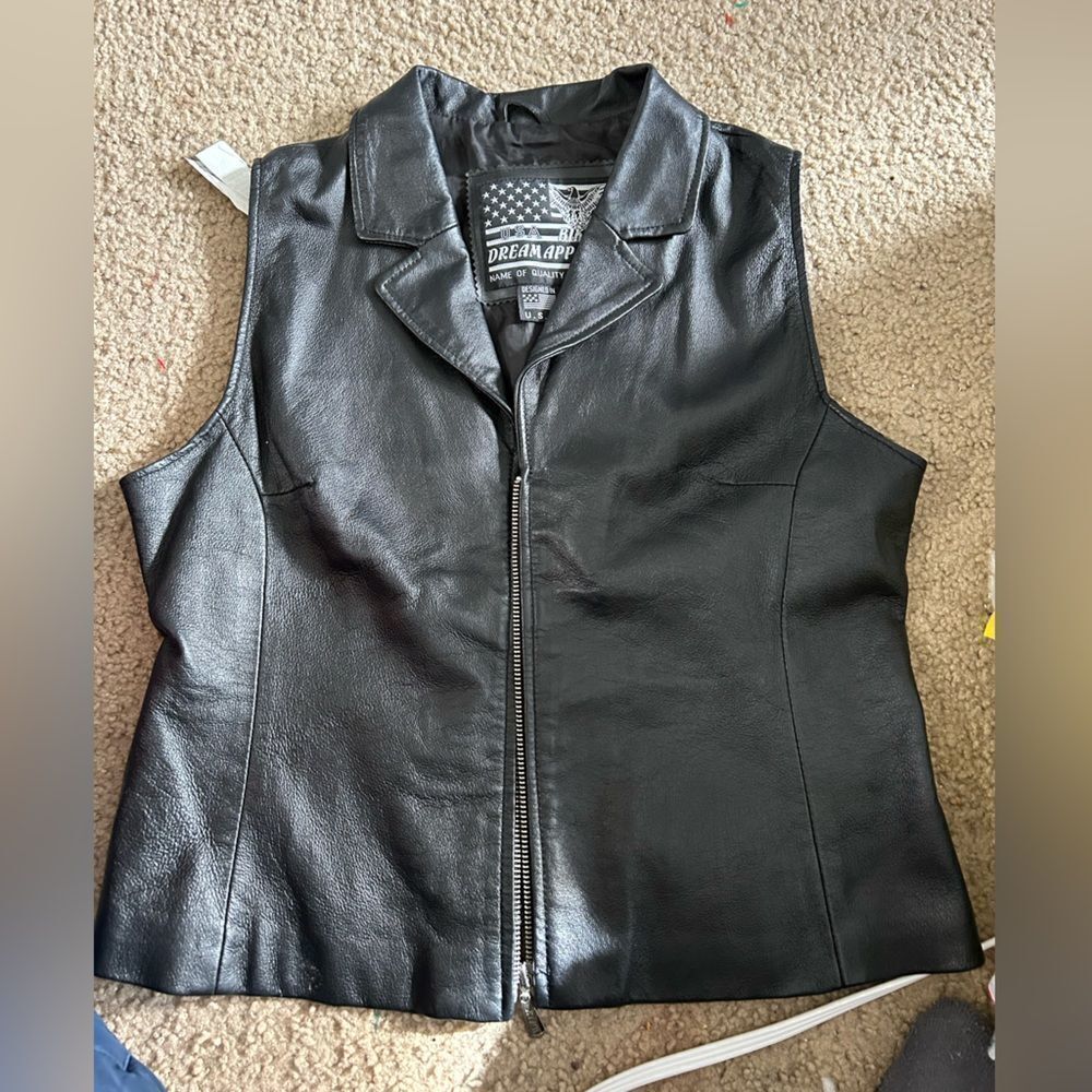Genuine Leather Motorcycle Vest USA Bikers Dream Apparel